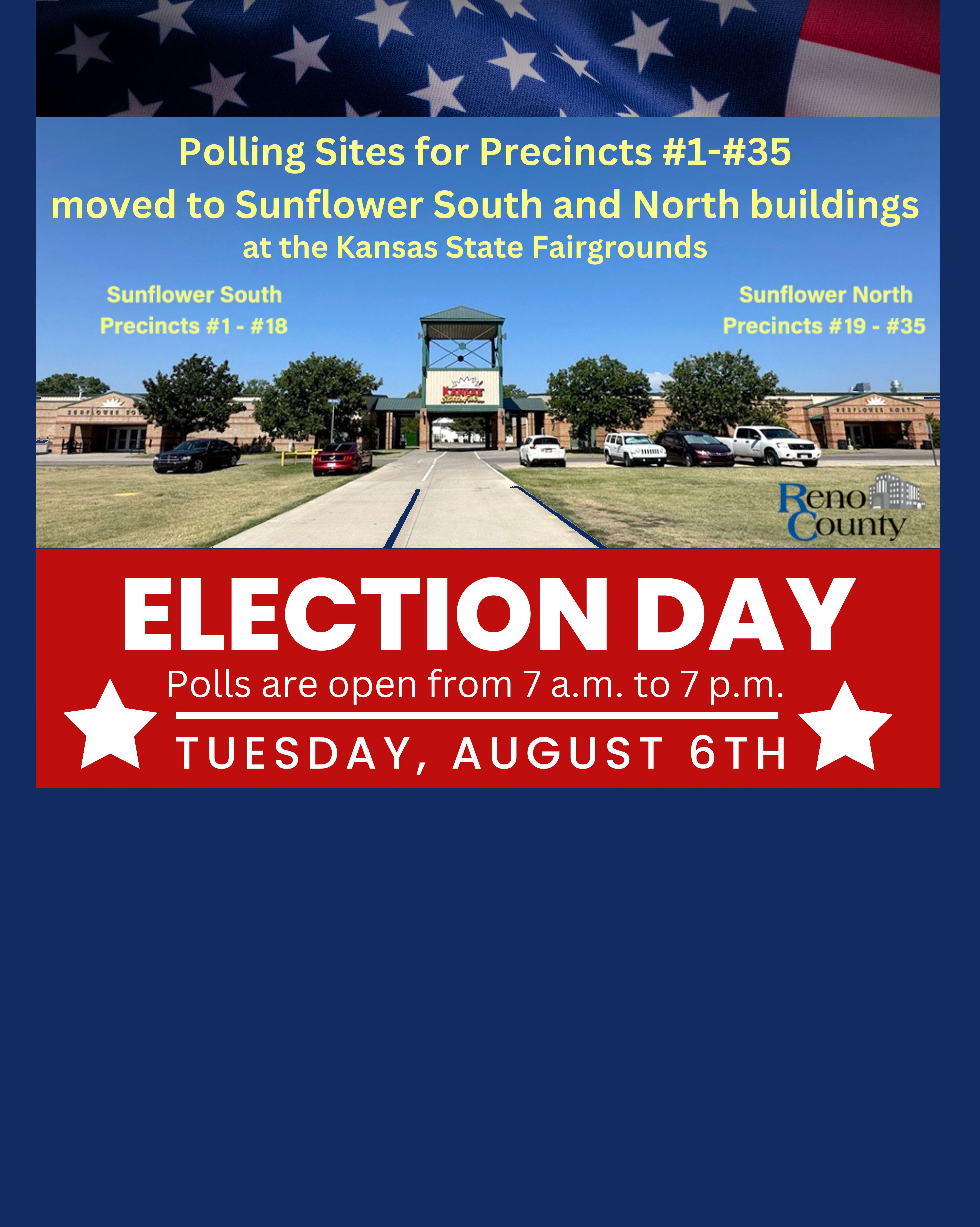 If you normally vote at the Meadowlark Building - on Aug 6th go to the Sunflower North and South - News Image
